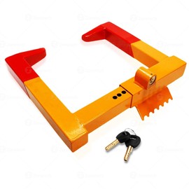 Zone Tech Security Wheel Clamp Chock Lock- Trailer Clamp Boot Tire Claw - Premium Quality Heavy Duty Stabilizer Anti- Theft -Protective for Parking Car, Trailer, Truck and SUV Bright Red/ Yellow