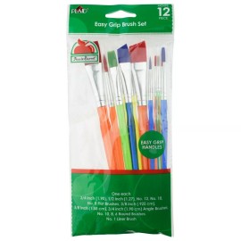 Apple Barrel 44349E 12-Piece Assorted Multicolor Easy Grip Paint Brush Set