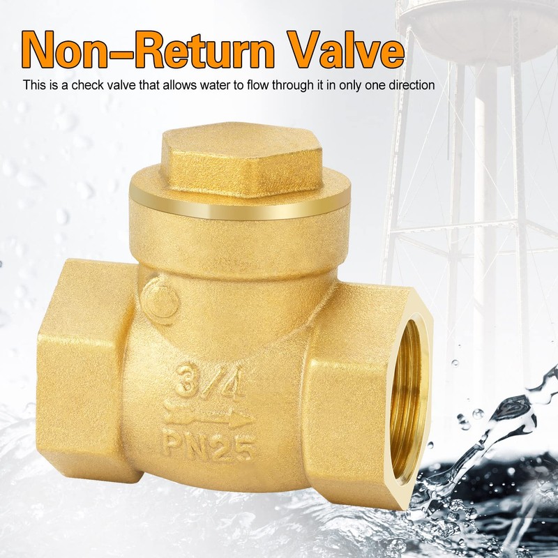 nutmanel Check Valve Female Thread Brass Check Valve 3/4 Inch