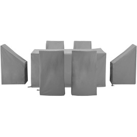 Crosley Furniture Patio Furniture Covers, Waterproof 7-Piece Cover Set for Dining, Outdoor Table and Chairs, Gray