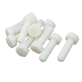 sourcing map Hexagon M10 x 35mm Nylon Plastic Screw Threaded Pack of 10PCS RoHS