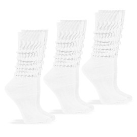 Jefferies Socks Womens Slouch Cotton Knit Socks 3 Pair Pack (Large, White)
