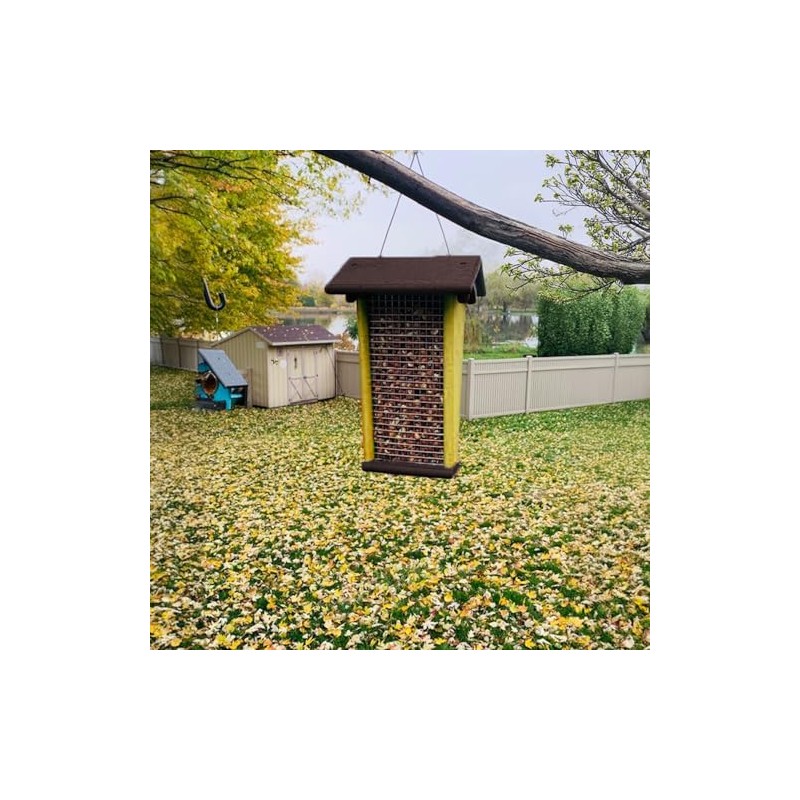 DutchCrafters Peanut Hanging Poly Bird Feeder (Tudor Brown & Lemon