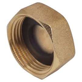 SKIR'CO Pack of 2 Brass 3/4 Inch Pipe Cap with Rubber Washer, Hose Caps Hexagon, Pipe Caps, BSP Female Thread, Sealing Cap