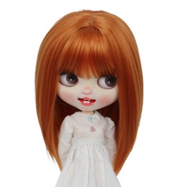 Tzncos Just 1pc wig fit for 10-11 inch Head Dolls, Blyth Qbaby Amydoll Wig Short Straight Collection Hair (Carrot Orange)