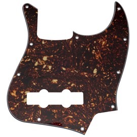 Musiclily 10 Hole J Bass Pickguard for Fender American/Mexican Made Standard Jazz Bass, 4Ply Tortoise Shell