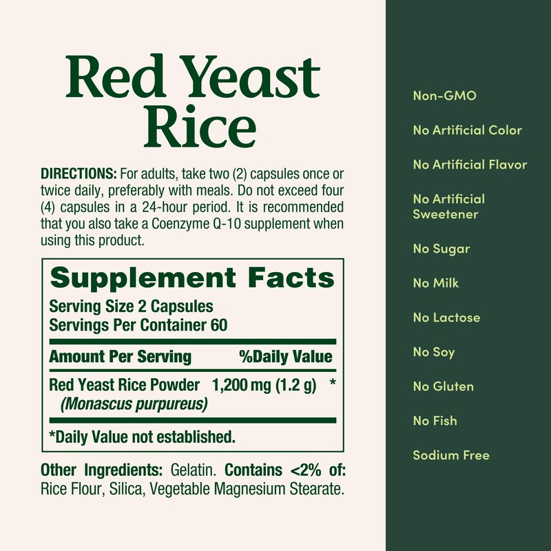 Nature's Bounty Red Yeast Rice Pills and Herbal Health Supplement,