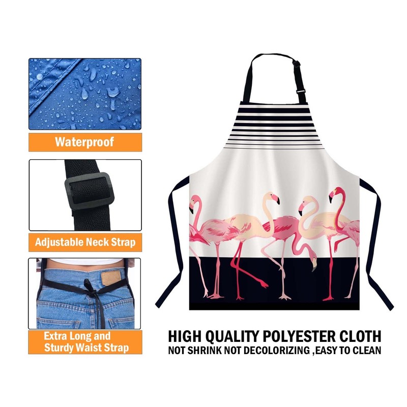 BGBDEIA Flamingo Apron Adjustable Neck Bib Apron for Men Women,Suitable
