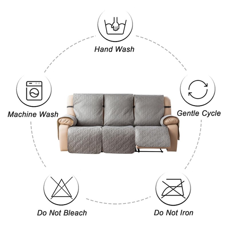 Genina Waterproof Couch Cover for Reclining Couch 3 Seater Non-Slip,