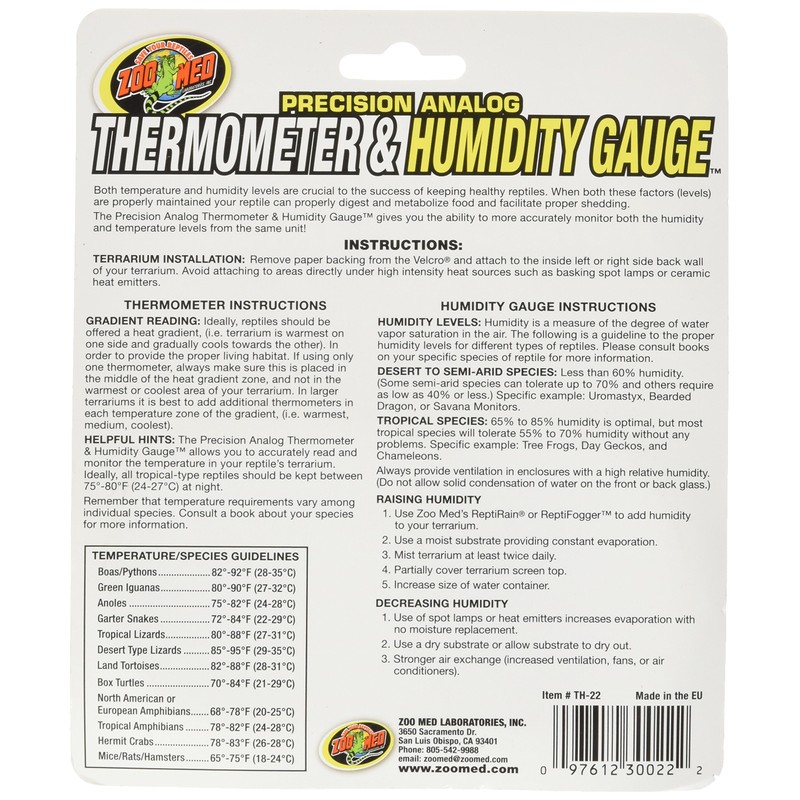 Zoo Med Dual Thermometer and Humidity Gauge