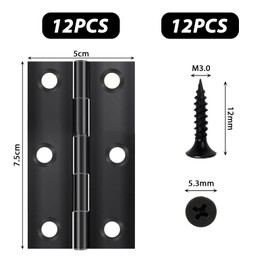 10 PCS Door Hinges 3 Inch (75.5mm) Matt Black Door Hinges for Wood Internal Doors Hinges with 60 Pcs Screws for Wooden Gate Windows Closet Drawer Boxes