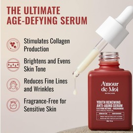 ADM Anti Aging Pure Retinol Serum For Face with Niacinamide - Resurfacing, Smoothing Fine Lines, Wrinkles, Acne Scars - Moisturizing Facial Skincare Treatment for Sensitive Skin - 1oz