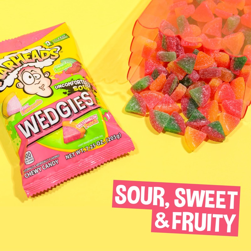 WARHEADS Wedgies - Sour Chewy Candy - Pink Lemonade, Cherry