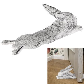 Sumnacon Cast Iron Cute Rabbit Door Stop - Heavy Duty Floor Door Stopper Avoid Drilling Hole,Vintage Iron Doorstop Wedge for Patio Yard Garden Farmhouse Home Office Commercial Industrial, Retro White
