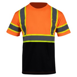 VENDACE 3pcs Safety Reflective High Visibility Shirts for Men ANSI Class 3 Hi Vis Construction Work T Shirts Short Sleeve(Orange,XL)