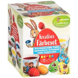 Heitmann Eierfarben - Pattern Dyeing - 5 Liquid Egg Colours in Yellow, Pink, Green, Purple and Blue + Stencils