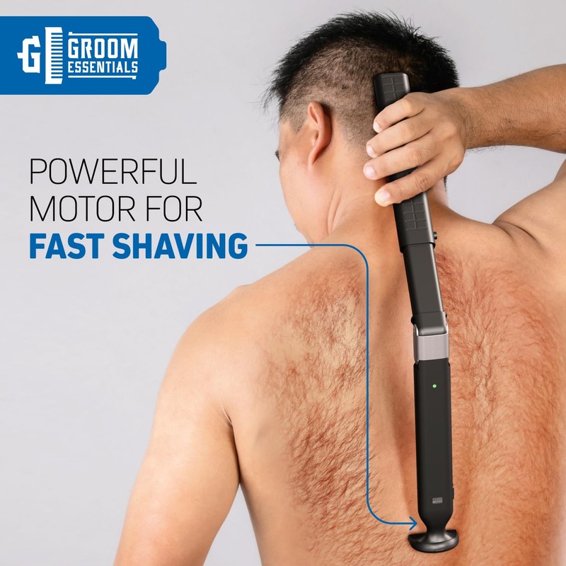 ChargeWorx Rechargeable Electric Back Shaver for Men, Extendable Long-Handle Back