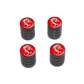 GRAPHICS & MORE Dragon Red - Tire Rim Valve Stem Caps - Black