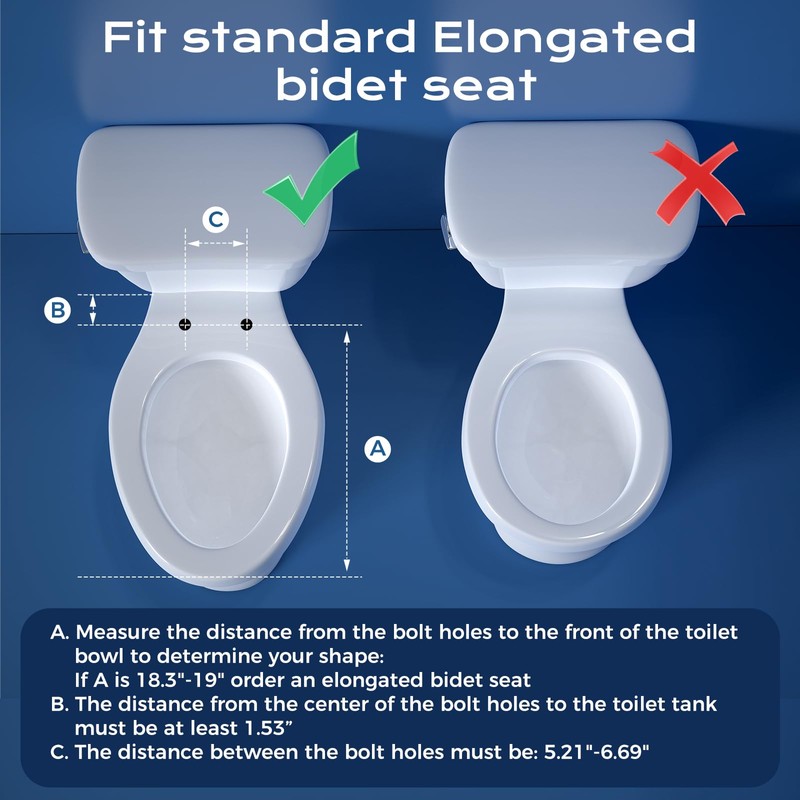 Elongated Heated Toilet Seat with Night Light, Three Temperature Settings