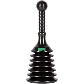 SPi Sink and Drain Plunger for Bathrooms, Kitchens, Sinks, Baths and Showers. Small and Powerful, Commercial Style 'Plumbers Plunger' with Large Bellows