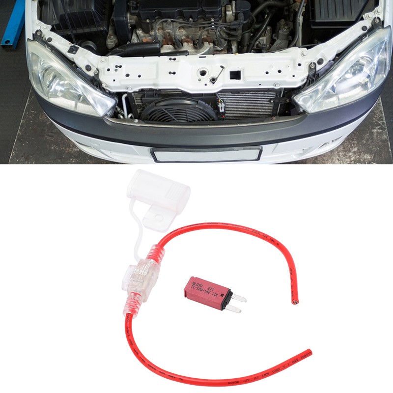 31.5cm 12AWG Car Fuse Holder TPE PVC with Manual Reset