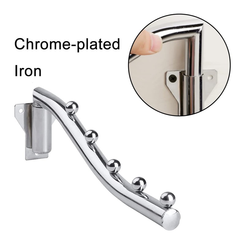 Wall Mount Clothes Hanger,180° Folding Clothes Rail for Bedrooms,Laundry Rooms,Bathrooms(5