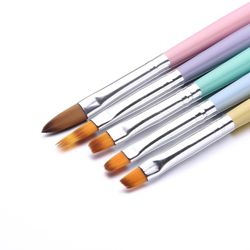 5Pcs One Stroke Nail Art Brush Set, Petal Painting Brushes