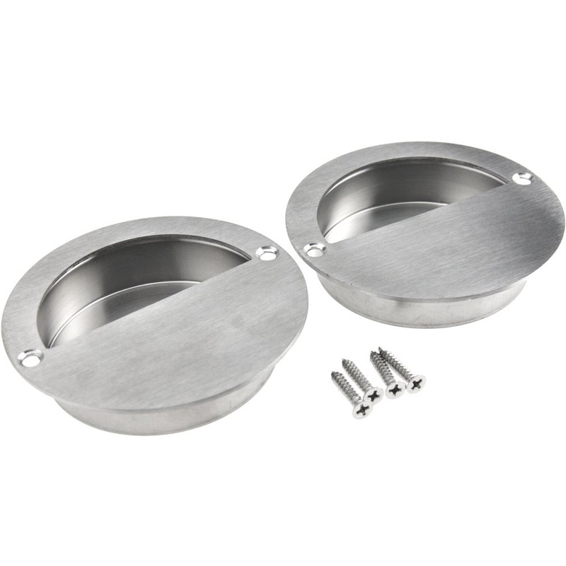 2pcs Stainless Steel Sliding Door Pull Handle Flush Recessed Circular