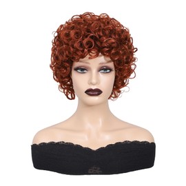 Atatoray Costume Red Orange Curly Wig With Oversized Jewelry Set And Glasses for Women's Cosplay Party (Red Orange)