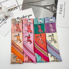 4pcs Purse Scarf Fashion Handbag Handle Ribbon Lightweight Scarf Head Hair Ribbon Skinny Scarf For Women