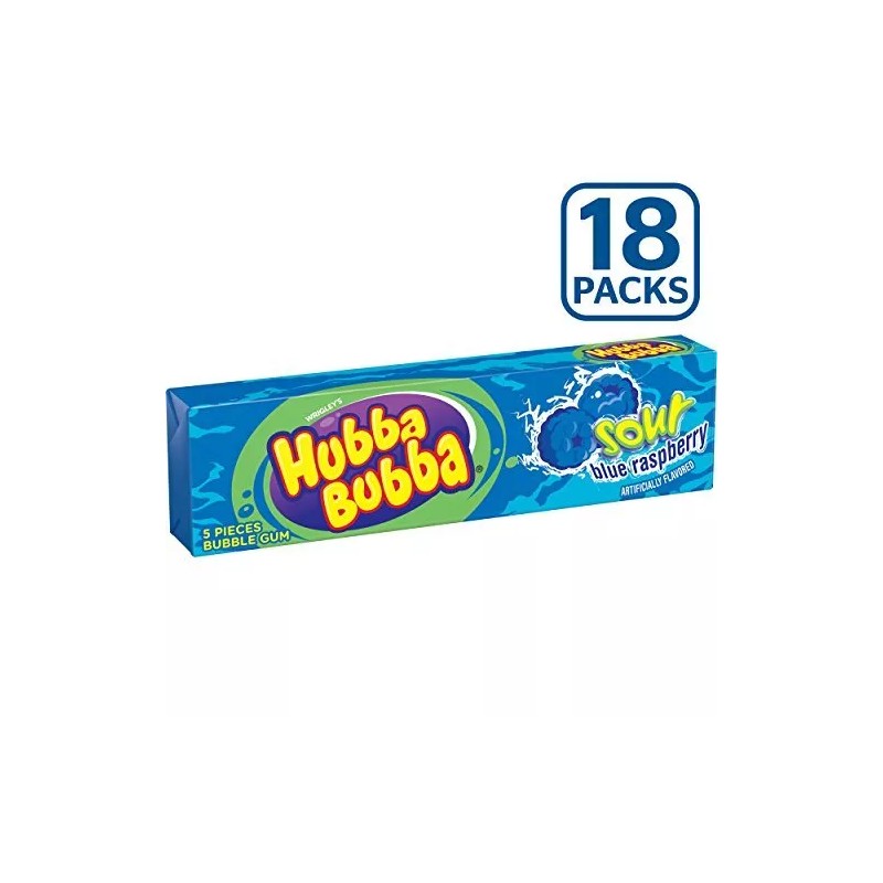 Hubba Bubba Sour Blue Raspberry Bubble Gum, 5 Piece (Pack