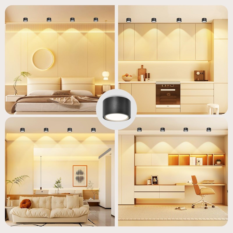 GeyouLux LED surface-mounted spotlight, black, diameter 95 x 55 mm,