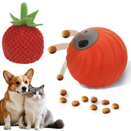 QKOQKO Adjustable Treat Dispensing Ball - Cat Slow Feeder, Durable Interactive Toy for Puppies, Kittens & Cats/Dogs, Fill with Treats, Controls Eating, Indoor Chase Keeps Pets Busy (Orange)