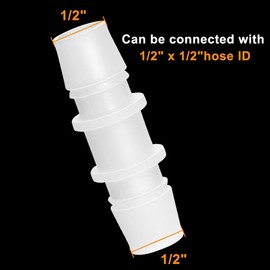 Feelers 1/2" x 1/2" Plastic Hose Barb Fitting, Pipe Connectors Barbed Splicer Mender Adapter Union for Aquarium Household Adapters Fuel Gas Liquid Air (Pack of 15)