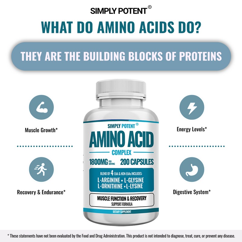Simply Potent Amino Acid Complex 1800mg - Muscle Recovery &