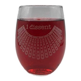 I DISSENT Pro Choice Ruth Bader Ginsburg Notorious RBG Stemless Wine Glass Womens Rights Feminist Supreme Court Justice Engraved 21 oz