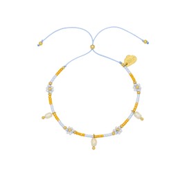 Estella Bartlett Lilac and Yellow Pearl Flower Gold Plated Miyuki Bracelet
