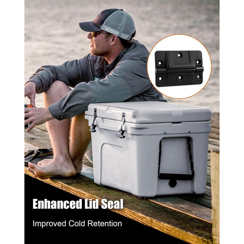 QNHEAY 2-Pack Black Cooler Oversized Mechanical Hinges Fit for Igloo