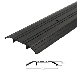 DAILISEN Heavy Duty Corrugated Aluminum Door Threshold for Exterior Doors- Door Saddle- Metal Flooring Transition Strip- Door Sill Extension- 4" W,1/2" H,35.43" L,Black Anodized, Mill Finish,1Pc