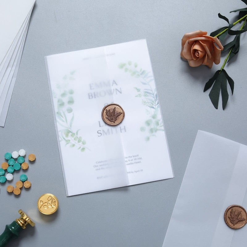 100 Pack Pre-Folded Vellum Jackets for 5x7 Invitations -Vellum Envelope