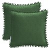 AmeliaHome Meadore 2 Cushion Covers with Pompoms Double-Sided Ultrasonic Quilting