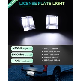 F250 LED License Plate Light Assembly Compatible with 2017-2024 Ford F250 F350 F450 Super Duty Pickup Truck Tag Lamp Clear Lens, 6000K White