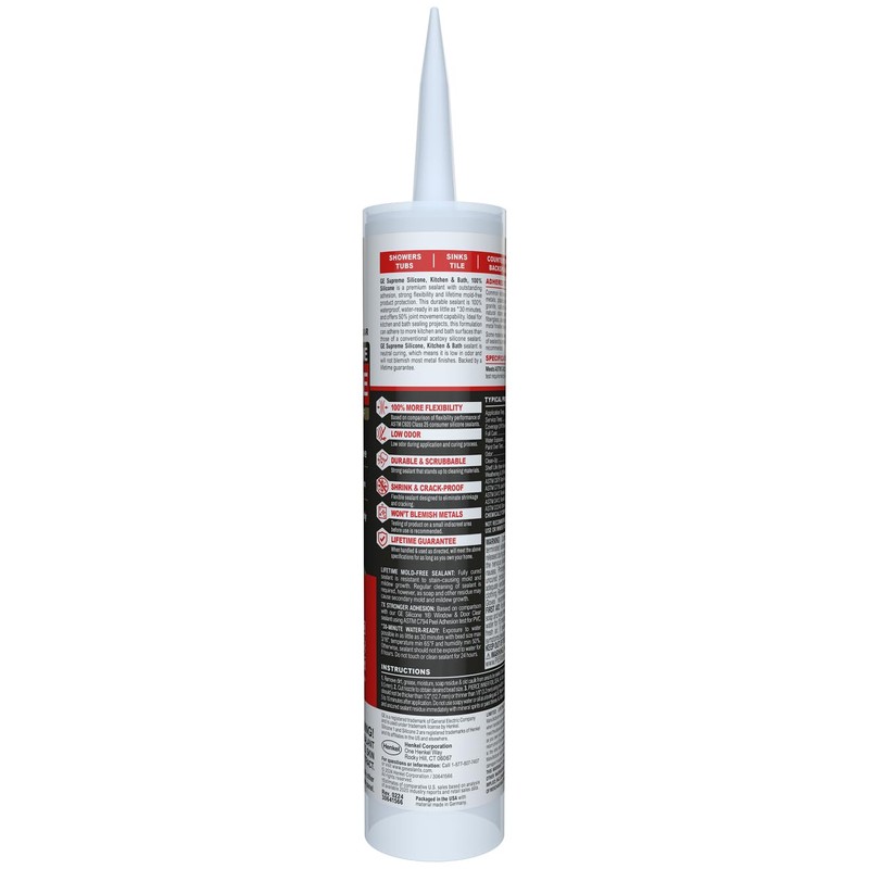 GE Sealants & Adhesives Supreme Silicone Kitchen & Bath Sealant,