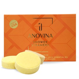 Anovina 6XL Citrus Sunrise Shower Steamers - Orange and Lemon Grass Essential Oils, Shower Bombs Aromatherapy, Self Care Gifts for Men & Women, Aromatherapy Spa Gifts Shower Tablets (6 Pack)