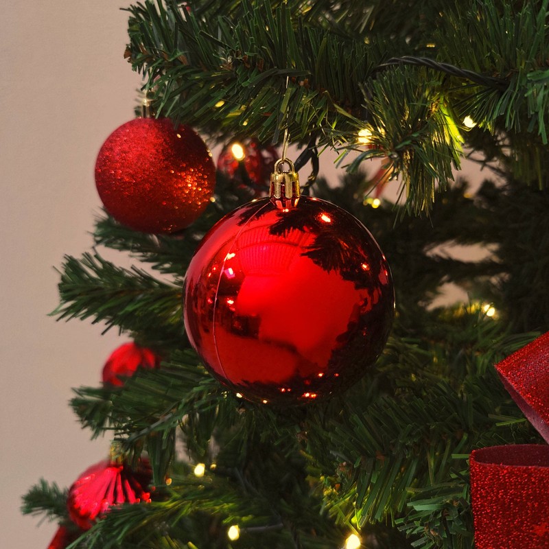Plastic Christmas Bauble Diameter 8 cm Matt High Gloss Glitter