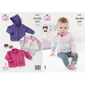 King Cole 5417 Knitting Pattern Baby Cardigans in Cherish DK and Cherished DK,Multicolor,14" - 22" (36cm - 56cm) Chest.