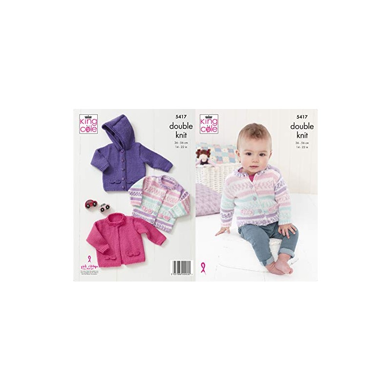 King Cole 5417 Knitting Pattern Baby Cardigans in Cherish DK