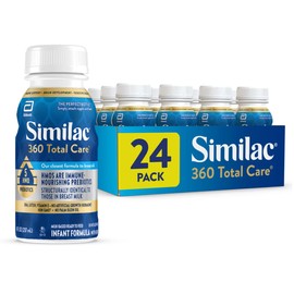 Similac 360 Total Care Infant Formula, Has 5 HMO Prebiotics, Our Closest Prebiotic Blend to Breast Milk, Non-GMO, Baby Formula, Ready to Feed, 8-fl-oz Bottle, Pack of 24
