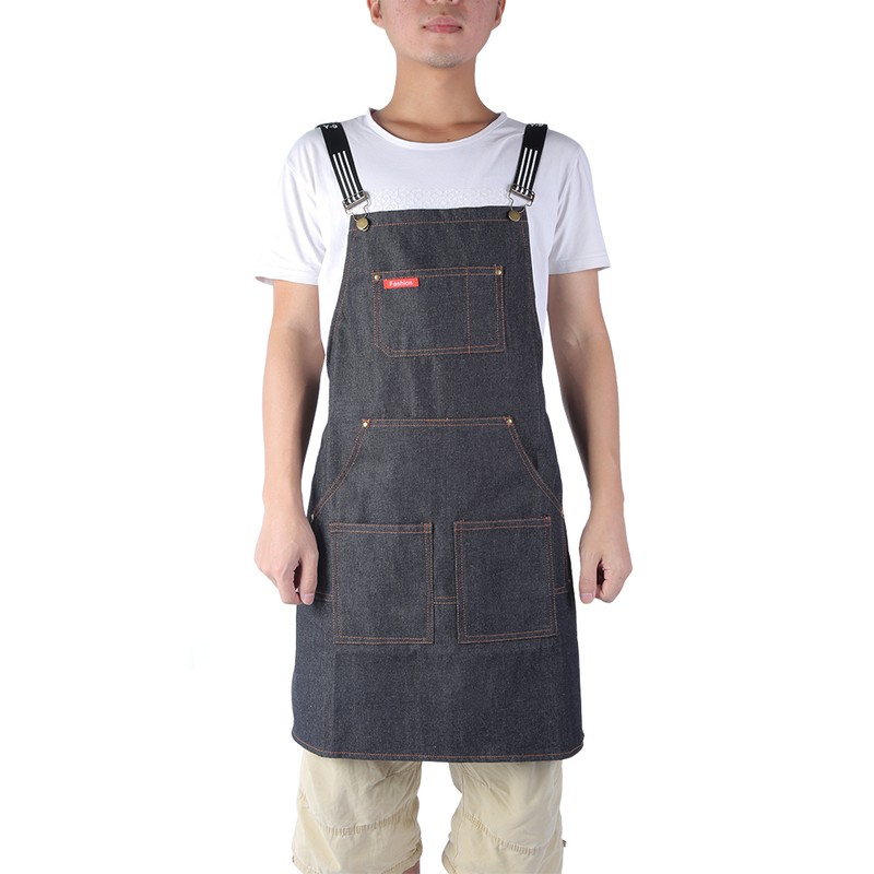Unisex Waterproof Black Denim Hair Cutting Barber Salon Coffee Waiter