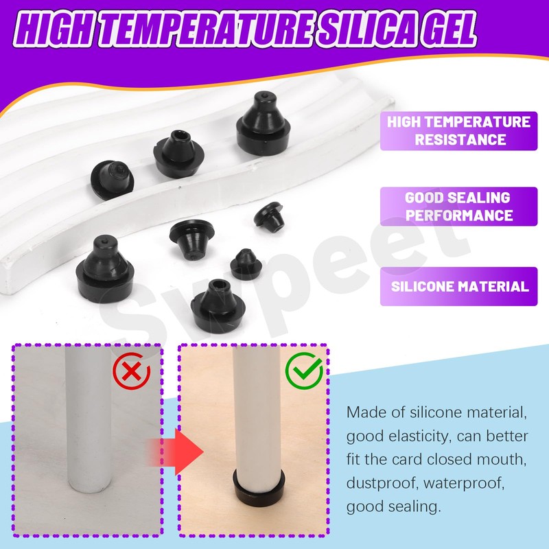 Swpeet 70Pcs 5 Sizes Rubber Silicone Push in Bumpers Feet